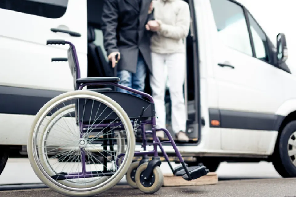 wheelchair behind the patient van